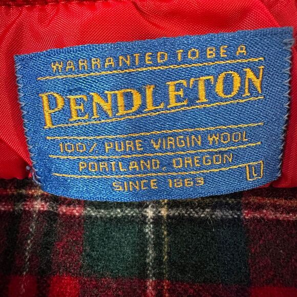 Vintage Pendleton Flannel Shirt Mens Large Red Wool Christie Tartan USA 90s - Picture 6 of 10